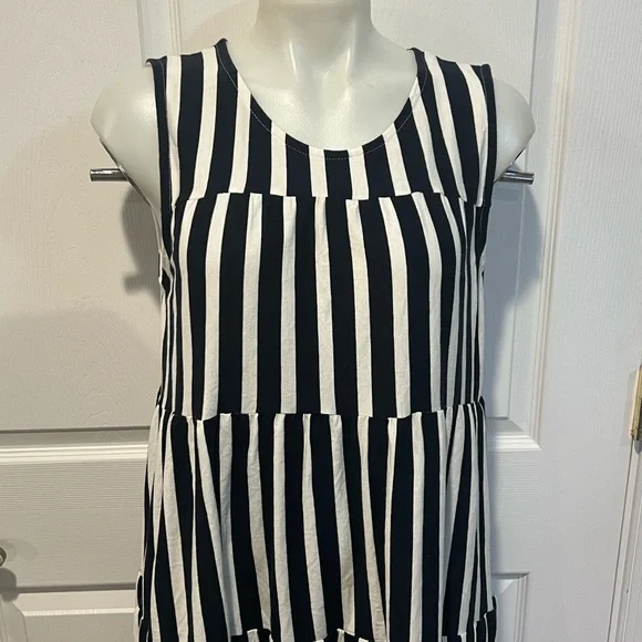 J.Crew navy white stripe tiered cotton midi dress size medium - Picture 3 of 7